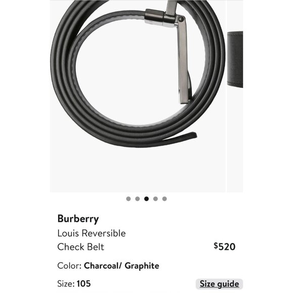 Burberry Louis Reversible Check Leather Belt Charcoal Graphite Size 105 / 42 - Picture 12 of 13